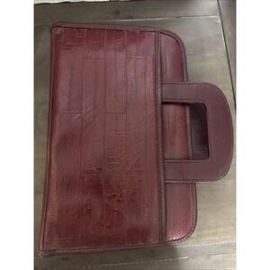 Vintage Eel Skin Burgundy Bible Purse Holder World Extra  Large Size Retractable